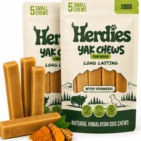 5 Pack - Small Yak Chews for Dogs with Turmeric