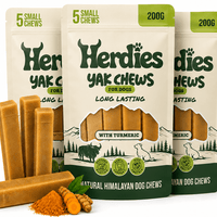 5 Pack - Small Yak Chews for Dogs with Turmeric