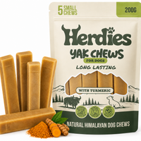 5 Pack - Small Yak Chews for Dogs with Turmeric