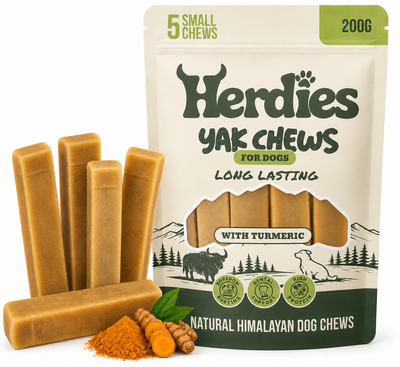 5 Pack - Small Yak Chews for Dogs with Turmeric